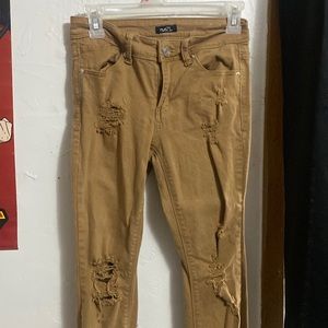 rue21 juniors brown ripped junior jeans